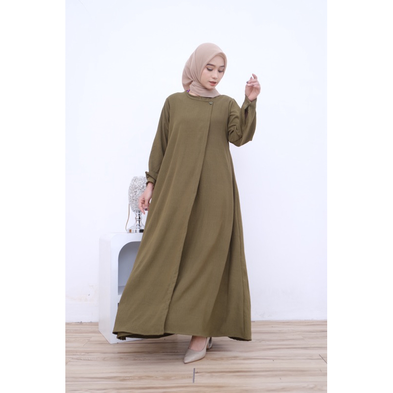 Gamis Maryam Crinkle Airflow Premium Busui Polos LD100 LD110 LD120