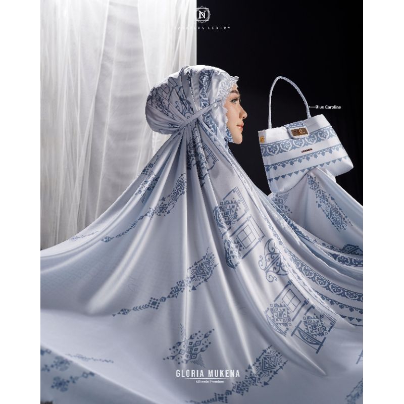 GLORIA MUKENA ✔️ Nadheera Luxury / Mukena Potongan Dewasa Silk Satin Premium Motif Abstrak Adem Nyam