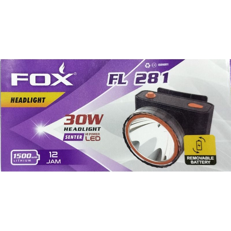 Senter Kepala Cas super Terang 30 watt FOX FL 281