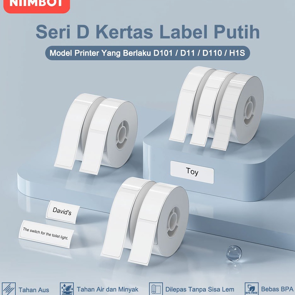 

KODE I47A NIIMBOT D11D11D11 Thermal Stiker Label Putih Tahan Air AntiMinyak AntiGores