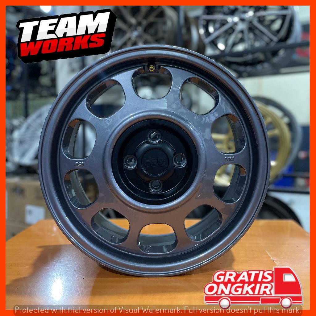 VELG HSR KLG13 GREY PCD 4X100 UNTUK MOBIL IGNIS BINGUO RAIZE ROCKY  R16 PLEK MODEL RETRO LEBAR 7