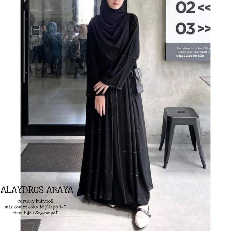 Abaya Haura Black gamis hitam swaroski