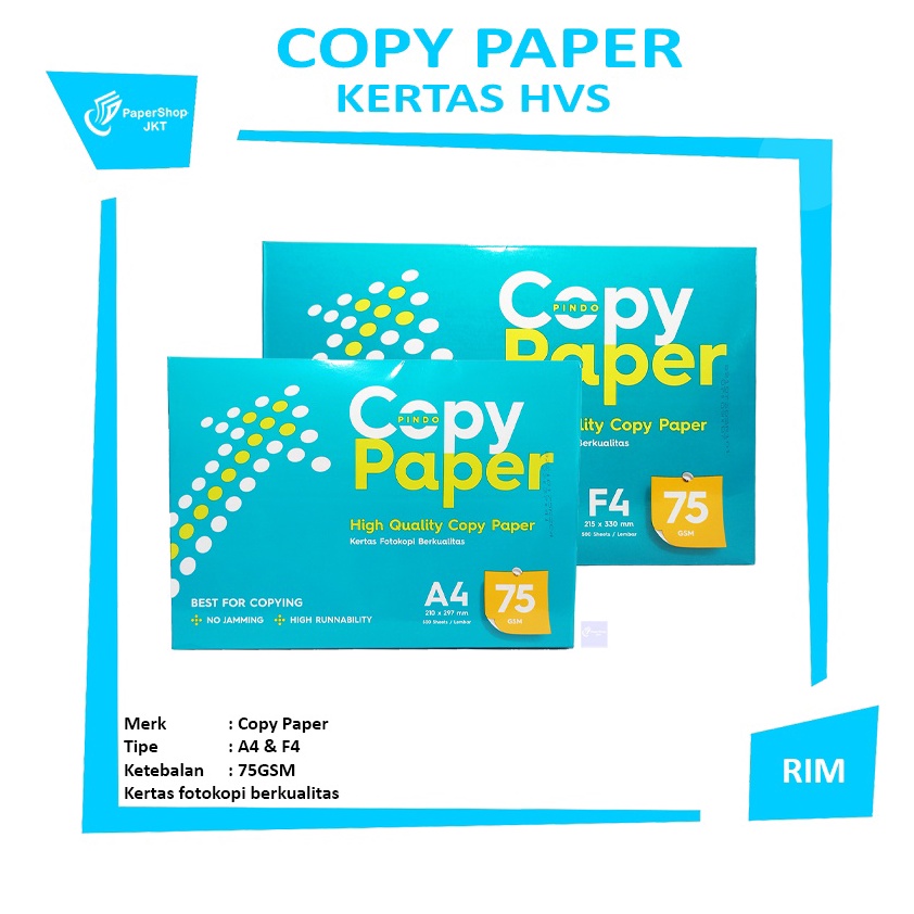 

KODE I73O Copy Paper Kertas HVS A4 F4 75 Gram Rim