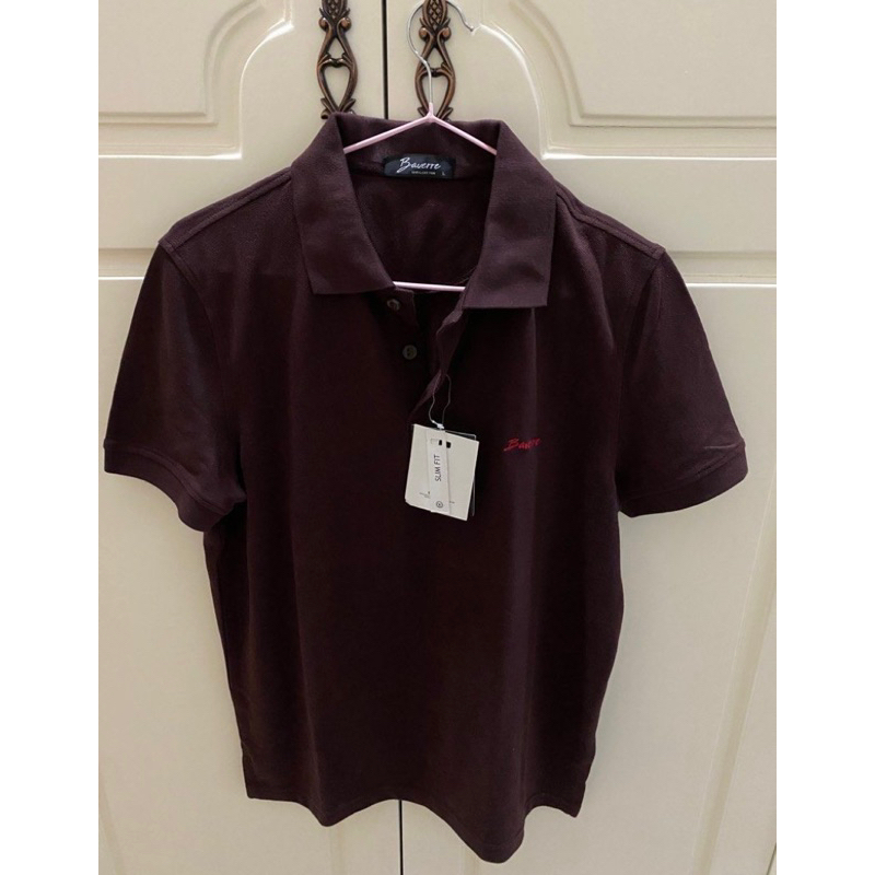 Kaos Polo Coklat Pria Size L Slim Fit Baverre