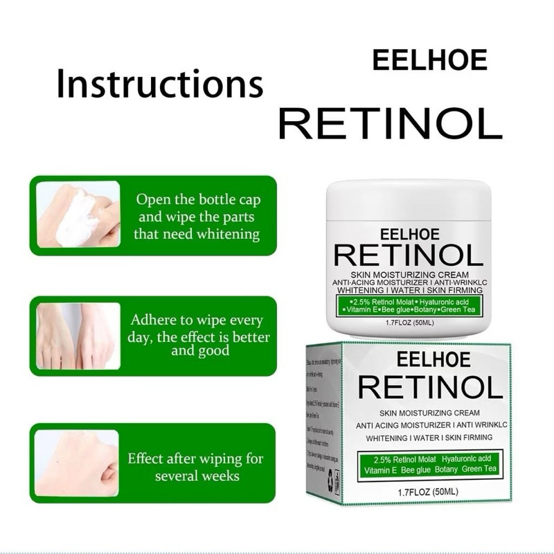 [ORIGINAL 100%] EELHOE RETINOL 50ml Krim Pemutih Kulit Tubuh, Leher, Ketiak dan Selangkangan ampuh ,