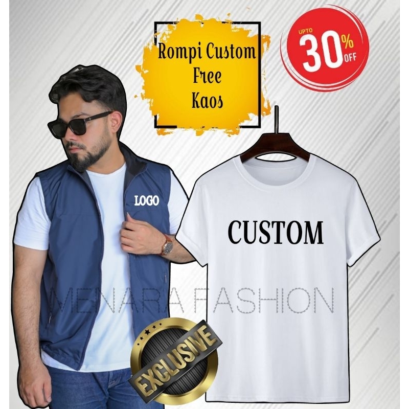 Rompi Free Kaos Custom Logo Nama Dan Tulisan Rompi Outdoor Terlaris Rompi Pria Modern