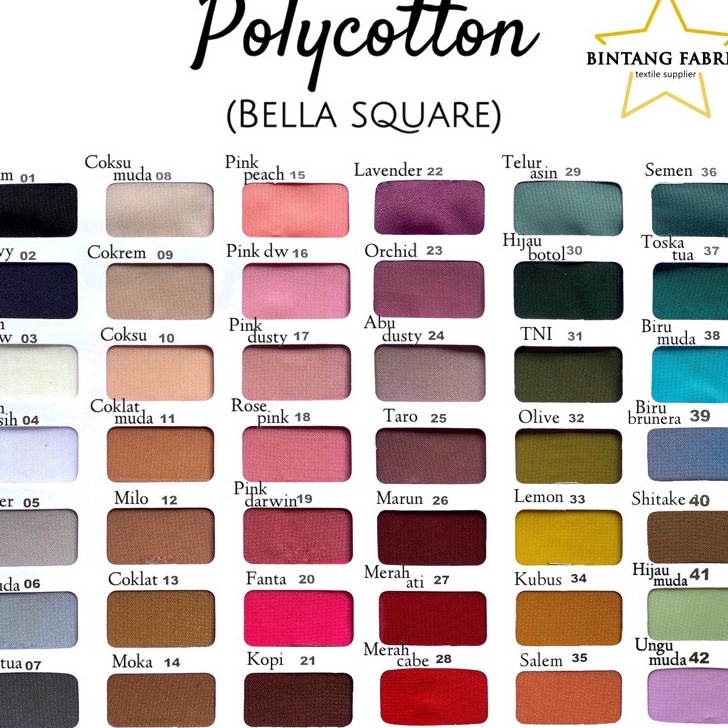 Bahan Kain Bukan Kerudung Polycotton Bella Square Double Chiffon 12 meter