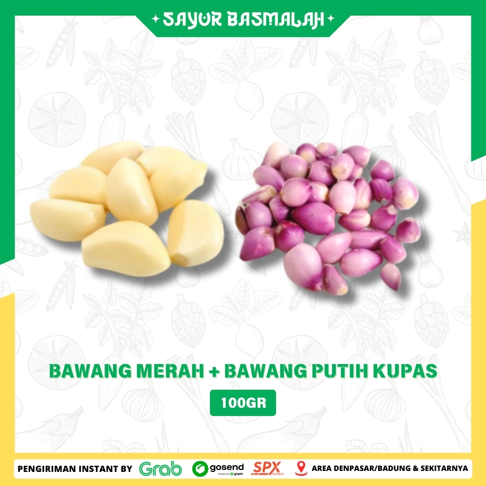 

Bawang Merah + Bawang Putih Kupas 100gr - Sayur Basmalah