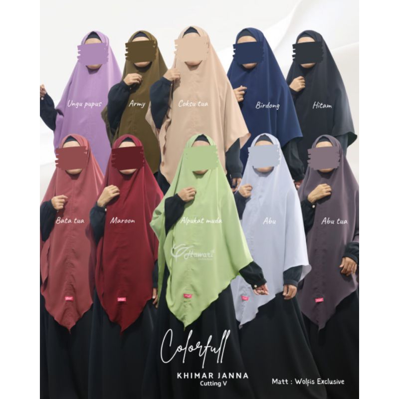 KHIMAR JANNA ORIGINAL HAWARI BAHAN WOLFIS EXCLUSIVE NON PAD CUTTING V UKURAN XL-XXL