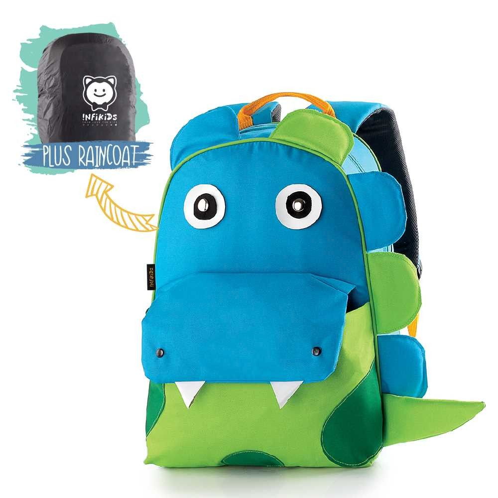Tas Anak tas ransel sekolah karakter buaya free raincoat
