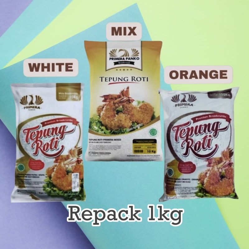 

PRIMERA Tepung Roti 1 kg / BREAD CRUMB MIX / WHITE / ORANGE / Panko 1kg / Panir