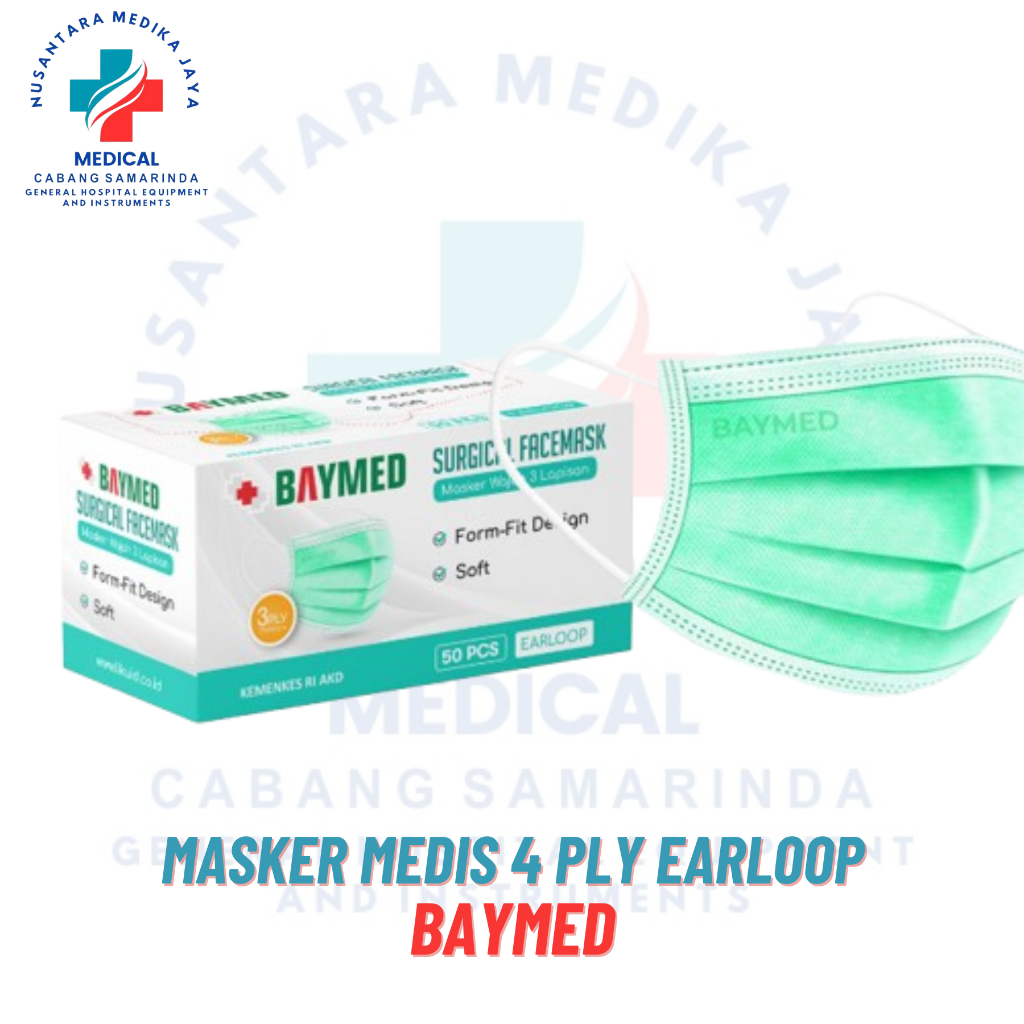 Masker Medis Baymed Earloop 3 ply Masker Surgical 3ply Earloop Baymed 50pcs
