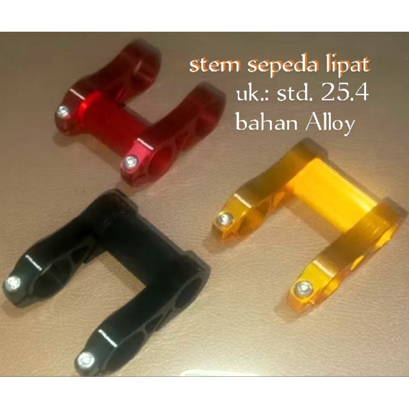 Stem Sepeda Lipat Double Stem Riser Handlebar Dudukan Stang. Alloy