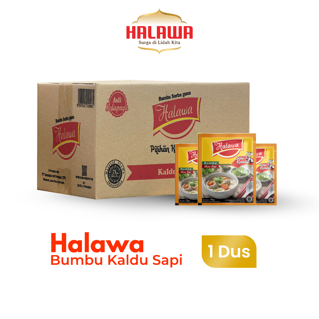 

HALAWA Bumbu Kaldu Sapi 1 Dus Organik Non MSG Sintetis | Bumbu Masak HALAL & BPOM