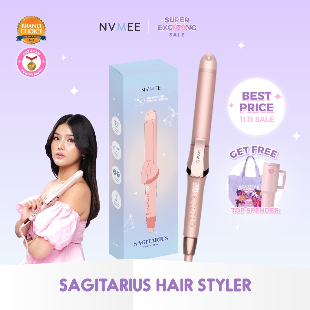 NVMEE - Catokan Rambut 2in1 LED Touch Sagitarius Hair Styler