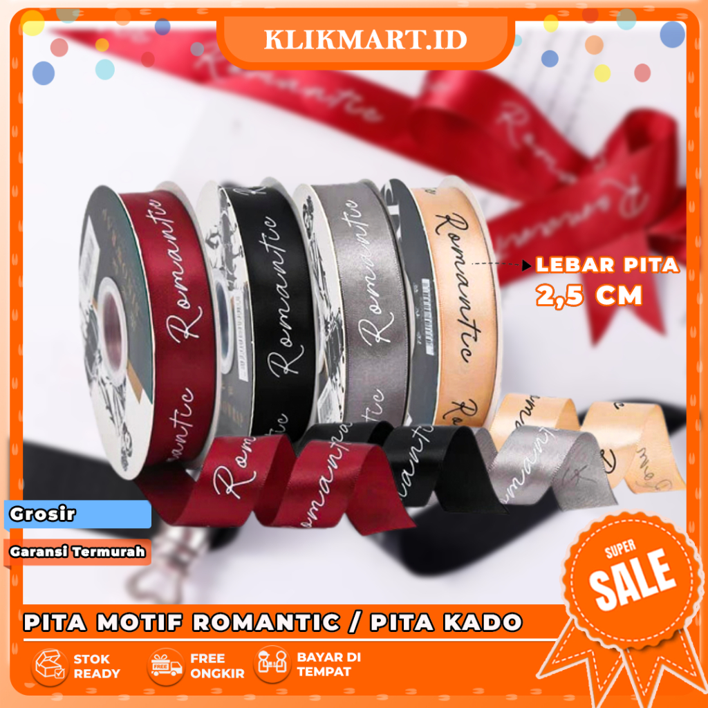 

Km-283 Pita motif romantic / Pita hampers pita bouqet / Pita kado (lebar 2,5 cm) kertas bunga diy buket hampers