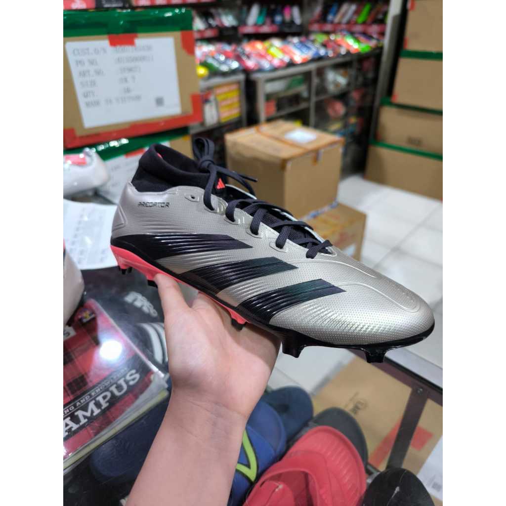 Adidas Predator League FG - Silver Black Sepatu Adidas Bola Collar