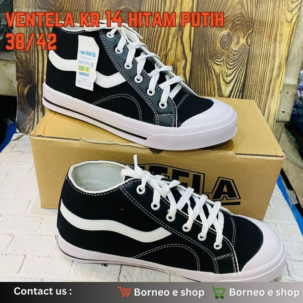 [BISA COD] Sepatu Pria wanita  /Sepatu Vantela KR 14 /Sepatu Hitam putih /Sepatu Sekolah /Public Hig