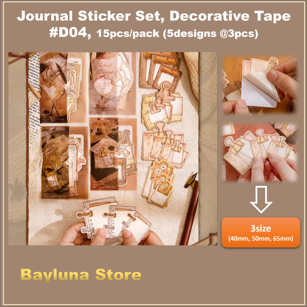 

BYL Journal Sticker Set DIY Journal Stickers Washi Sticker Paper Scrapbooking Material Scrapbook Kit #D04