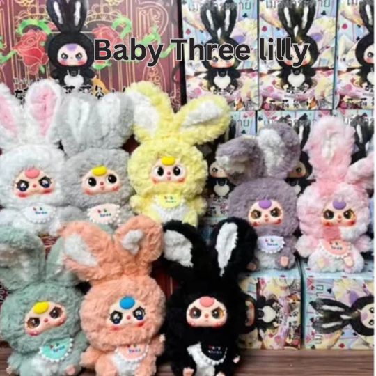 ( READY BABY THREE Lily Rabbit BLINDBOX  ) BABY THREE Lily Rabbit Town Vinyl-Face Plush Series Figur