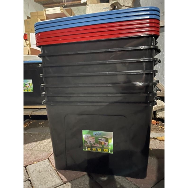 Box Container 40 Liter Hitam Tutup Mix Tanpa Roda