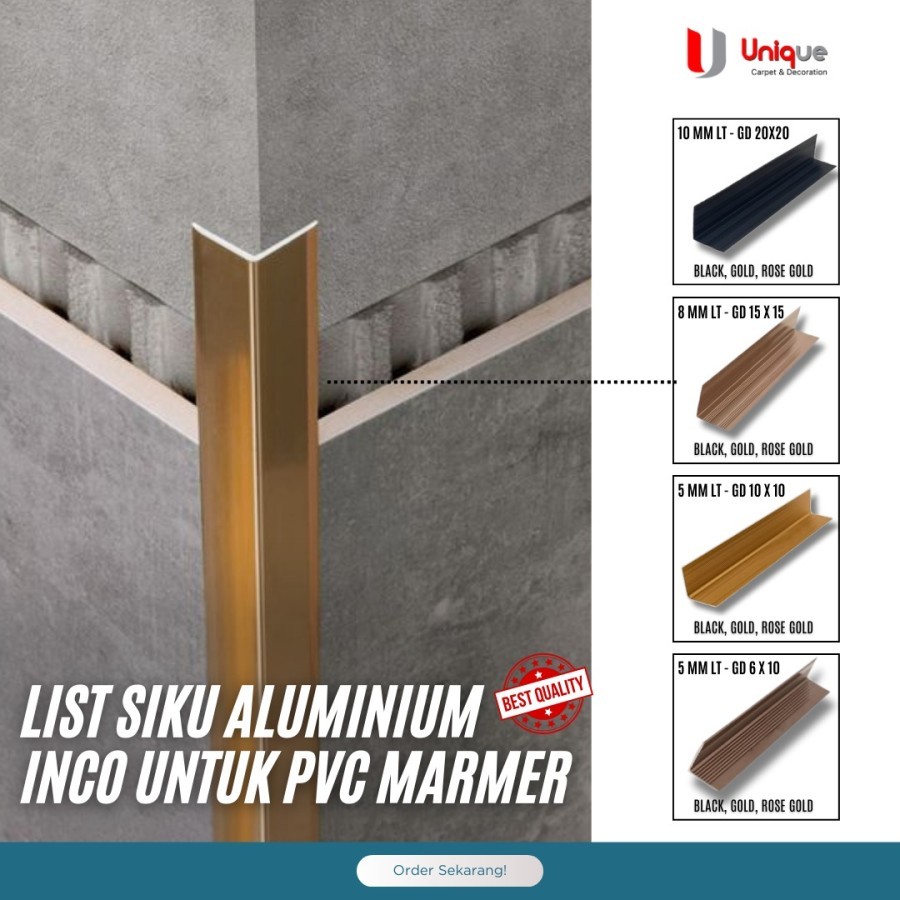 INCO List Siku Alumunium / List Sudut Siku PVC Board / List Alumunium Wallboard