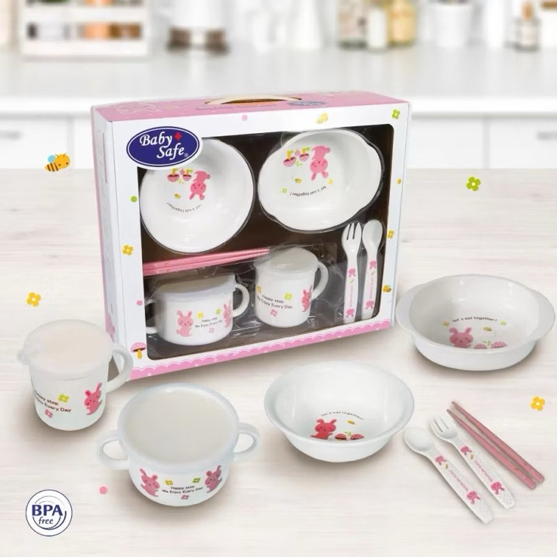 Set Peralatan Makan Bayi / Anak - Baby Safe FS606 Feeding Set Rabbit-  Paket Hadiah