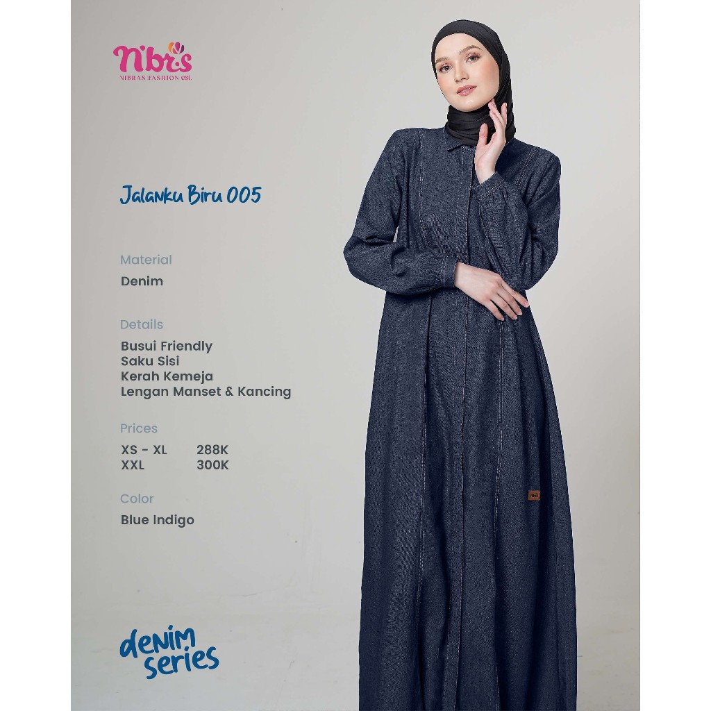 JALANKU BIRU 005 / GAMIS NIBRAS / GAMIS WARNA DENIM / PAKAIAN WANITA CASUAL