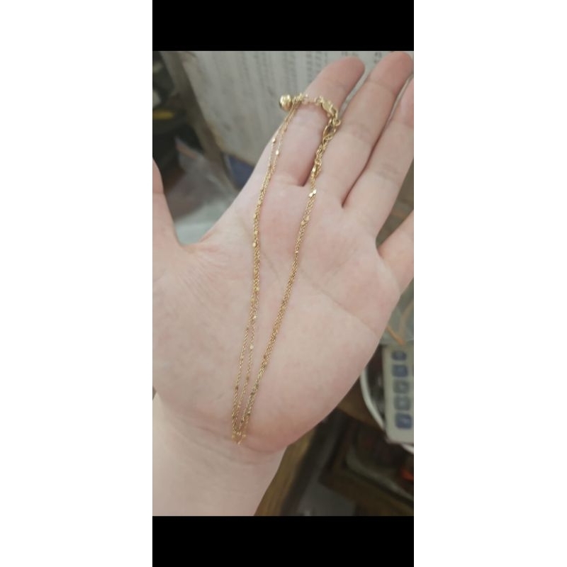 Gelang kaki wanita dewasa rantai 2 layer double susun jedar emas kuning muda 375