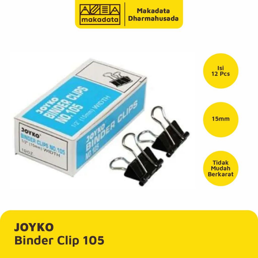 

BINDER CLIP | KLIP KERTAS JOYKO 15MM NO. 105 (1 PAK)