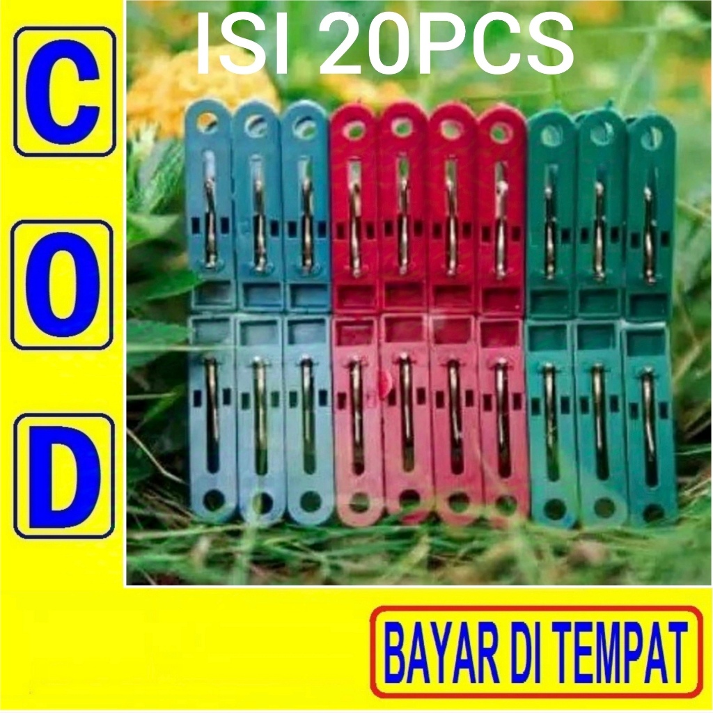 30O JEPIT JEMURAN 20PCS BUKAN 1 PCS Jepitan Baju Holder Plastik Warna Cucian Rumah Tangga Laundry Lo