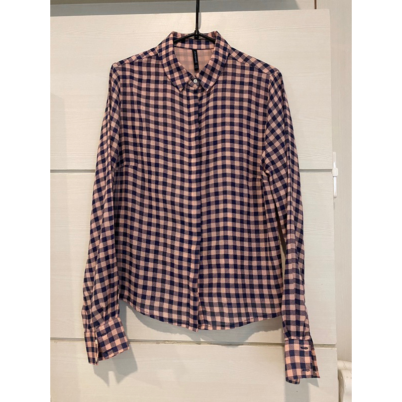 Preloved Stradivarius Kemeja Kotak Pink Wanita Blus