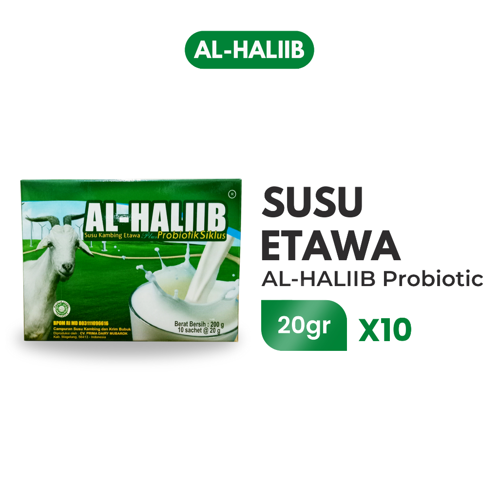 

Susu Kambing Etawa Kemasan Sachet 20 gr (Isi 10) Original - AL-HALIIB