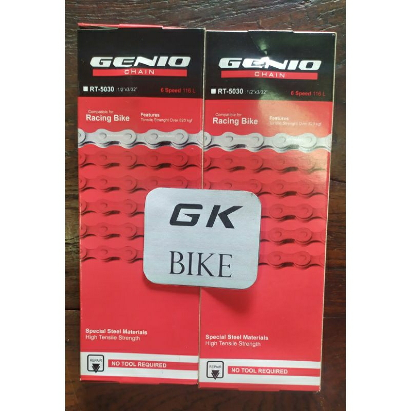 Rantai rante sepeda balap genio 6 speed 116 brown