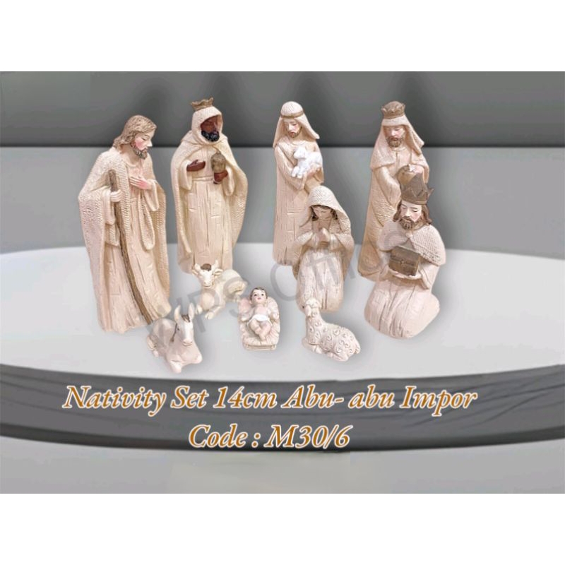 Patung Nativity Set Abu Import 14cm M30/6 - Patung Natal - Pajangan Nativity Natal - Patung Set
