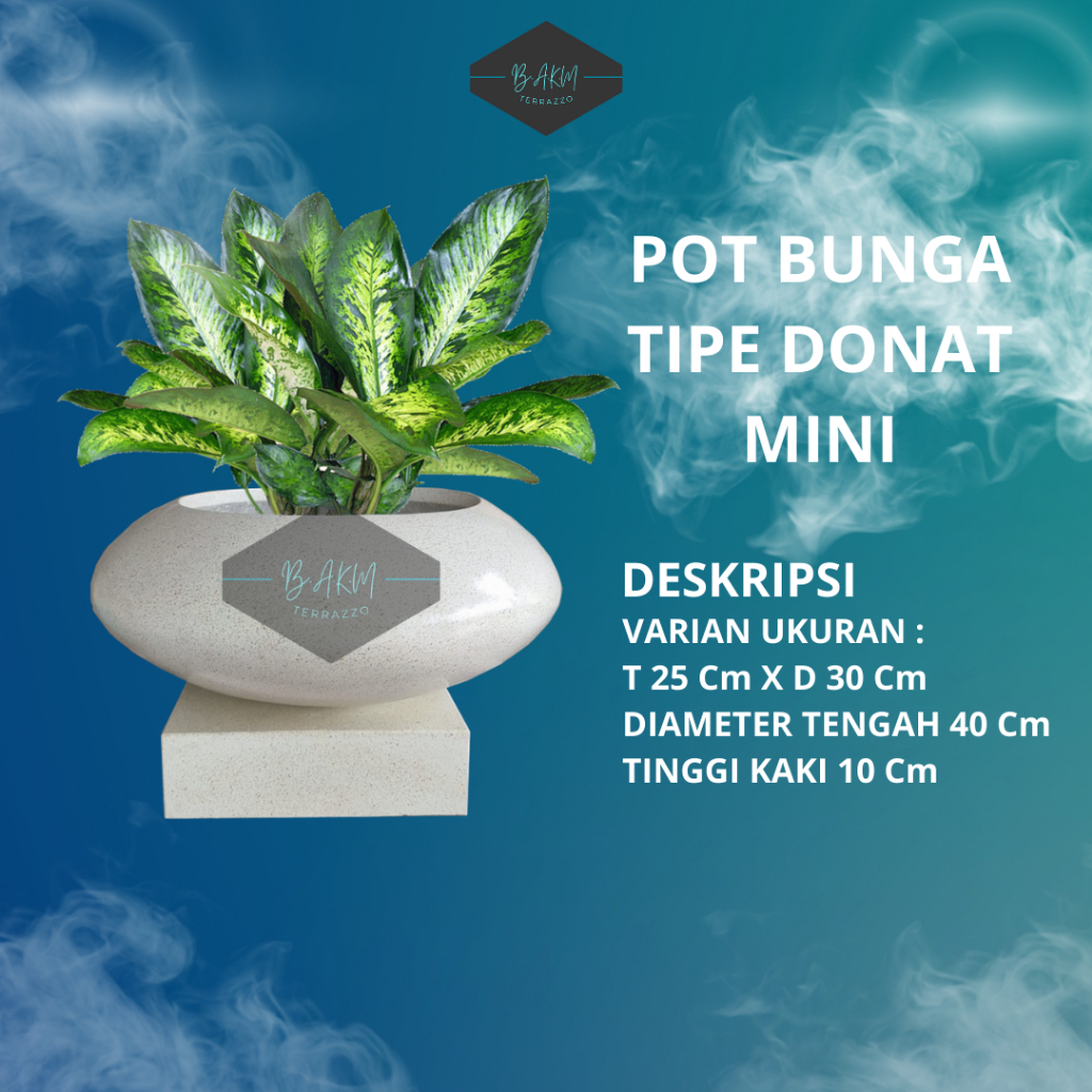 BAK AIR KAMAR MANDI | POT TERRAZZO | MINIMALIS UNIK TERASO UNTUK TANAMAN | POT BUNGA TIPE DONAT MINI