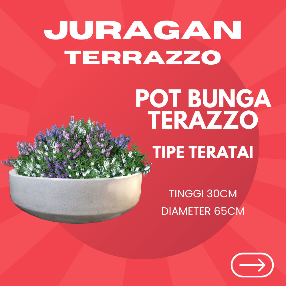 JURAGAN_TERAZZO | HIASAN TANAMAN CANTIK | POT TANAMAN TERASO TIPE TERATAI | POT BUNGA BATU ALAM