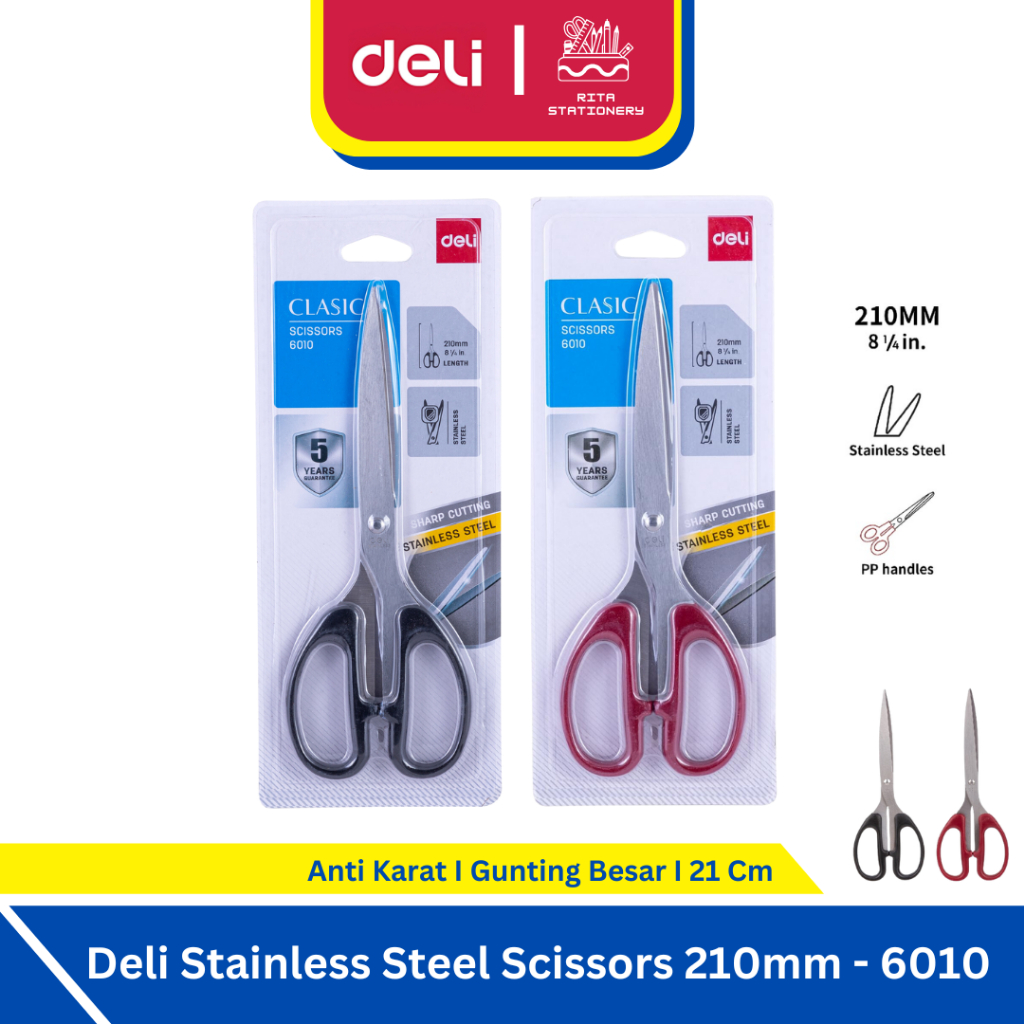 

Deli Gunting Besar Stainless Steel Scissors 210mm - 6010