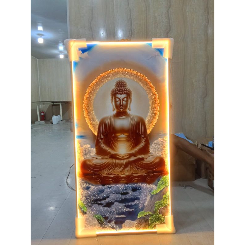lukisan Porcelain 5D diamond gambar Buddha LED