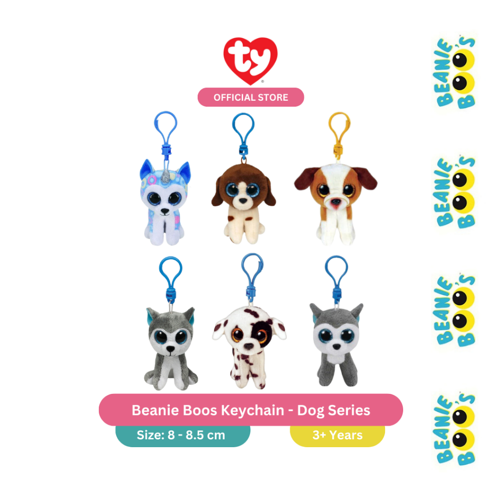 TY Beanie Boos Dog Keychain - Gantungan Kunci Boneka Karakter Anjing Husky Dalmatian (Muddles, Helen