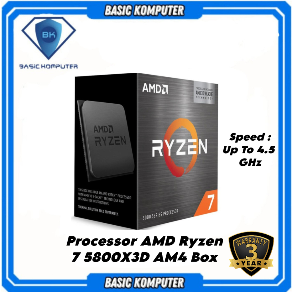 PROCESSOR AMD RYZEN 7 5800X3D 3.4GHZ BOX 5800X 3D