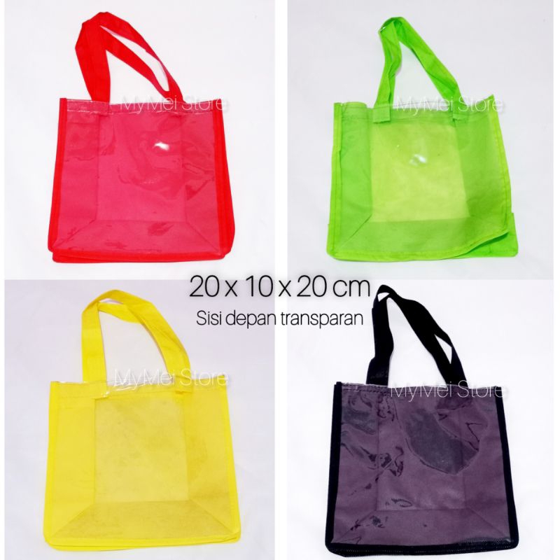 

Tas Snack Souvenir Ulang Tahun | Tas Hampers | Tas Spunbond depan Mika Transparan