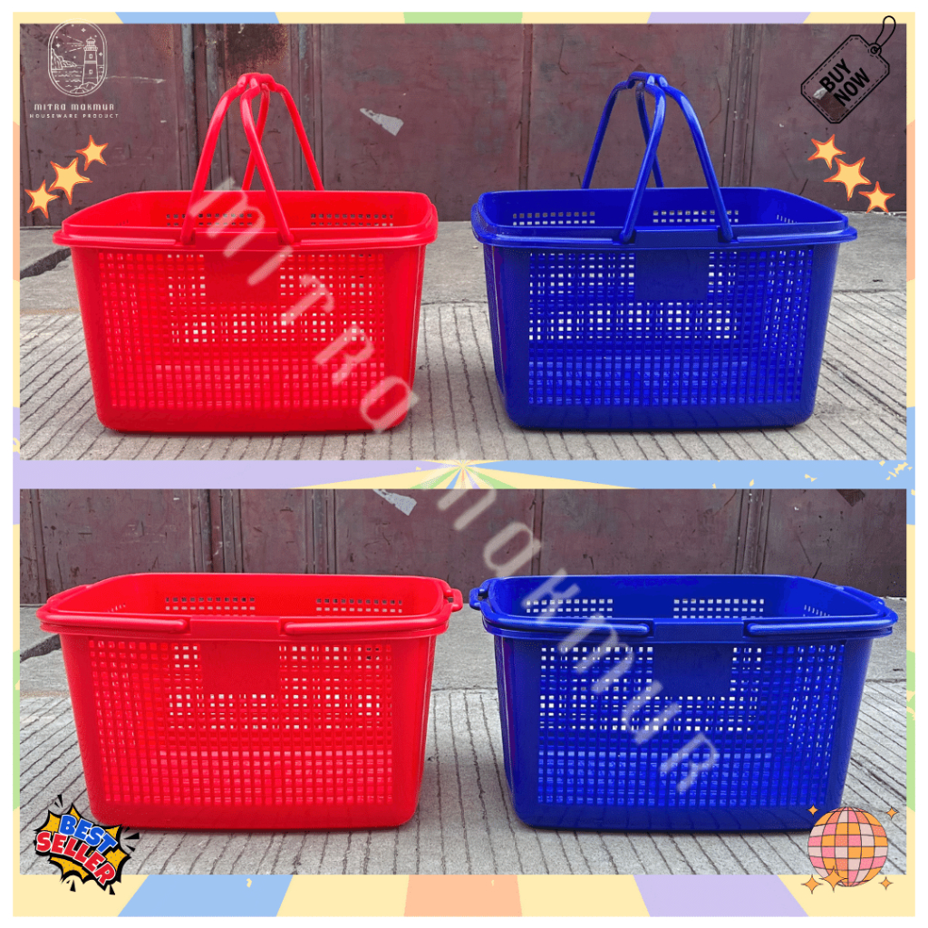 KERANJANG BELANJA PLASTIK MIRANI TAS BELANJA GROSIR SUPERMARKET TEMPAT PENYIMPANAN SERBAGUNA