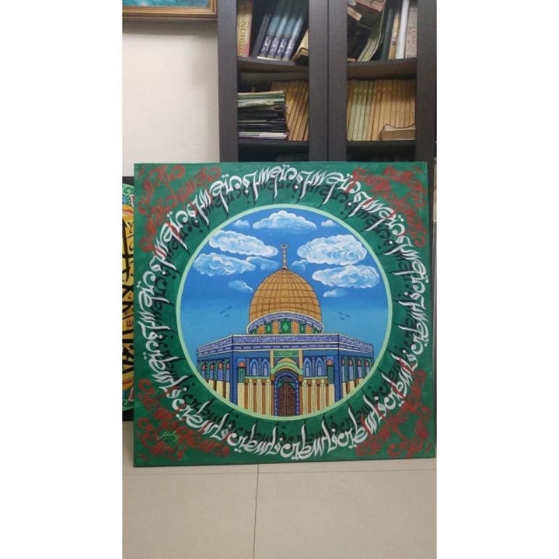 lukisan kaligrafi arab kanvas, 100*100cm