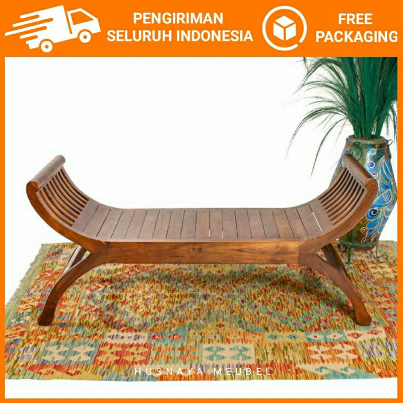 KURSI TERAS PANJANG BENCH KAYU JATI TYPE YUYU / BANGKU PANJANG BENCH KAYU JATI MODEL YUYU / KURSI PA