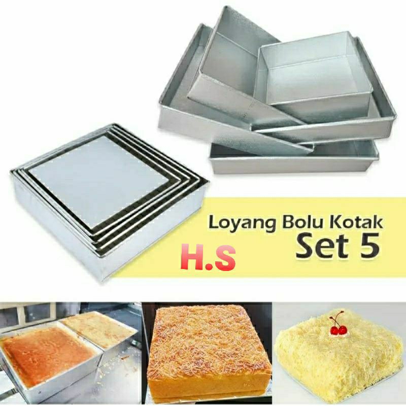 loyang bolu kotak 1 set isi 5/loyang kotak galvalum/loyang kotak terlaris
