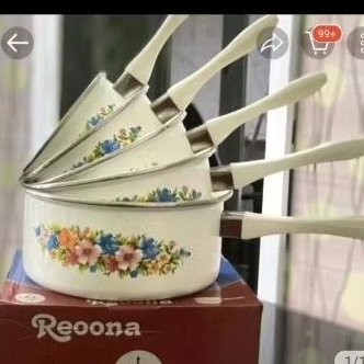 Panci reoona enamel putih set 5 pcs