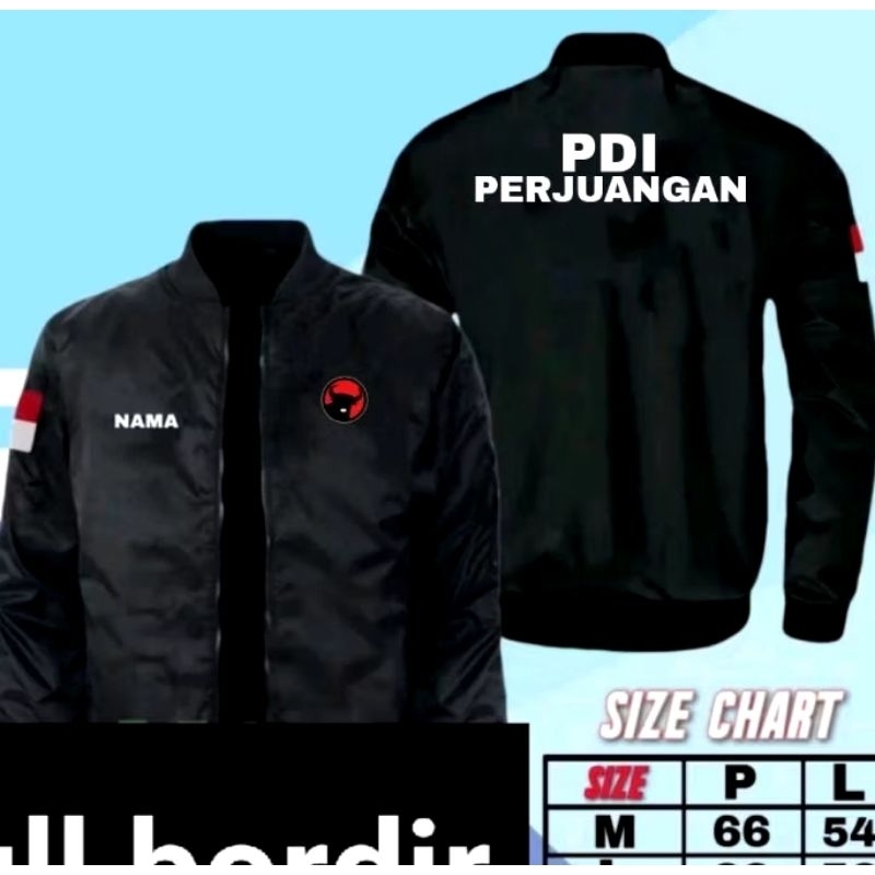 Jaket bordir partai PDI jaket partai PDI jaket bomber partai PDI jaket seragam partai PDI jaket kerj