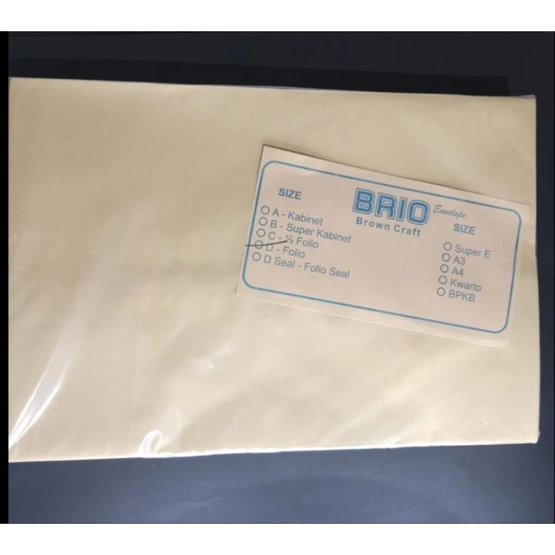 

(ecer) 5pcs Amplop coklat Brio uk Folio (non seal)