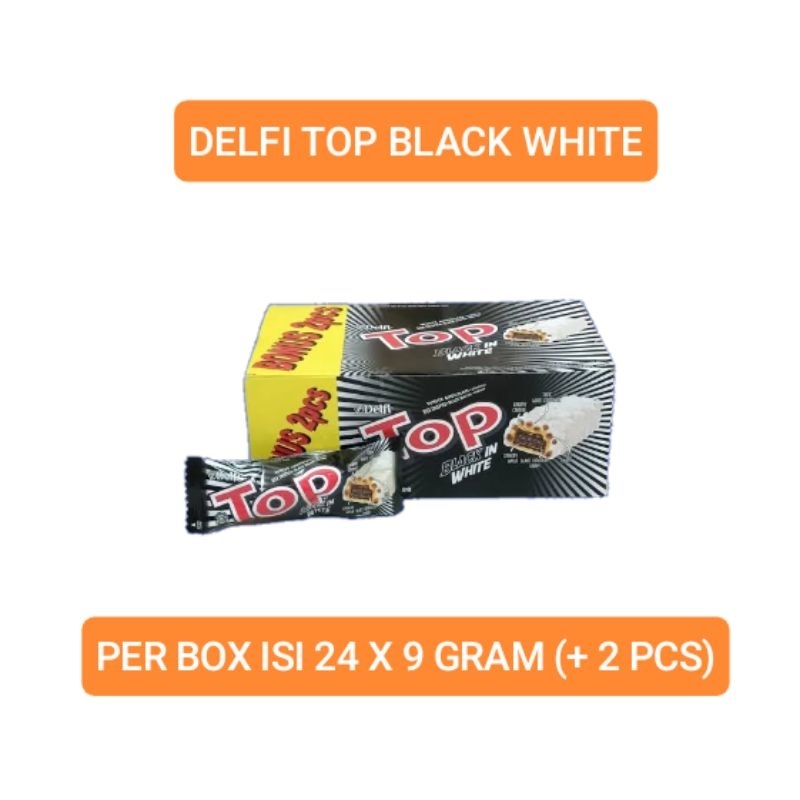 

GROSIR MURAH DELFI TOP BLACK WHITE BOX ISI 24 X 9 GR | BONUS 2 PCS PER BOX